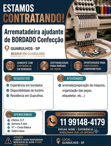 ARREMATADEIRA AJUDANTE BORDADOS