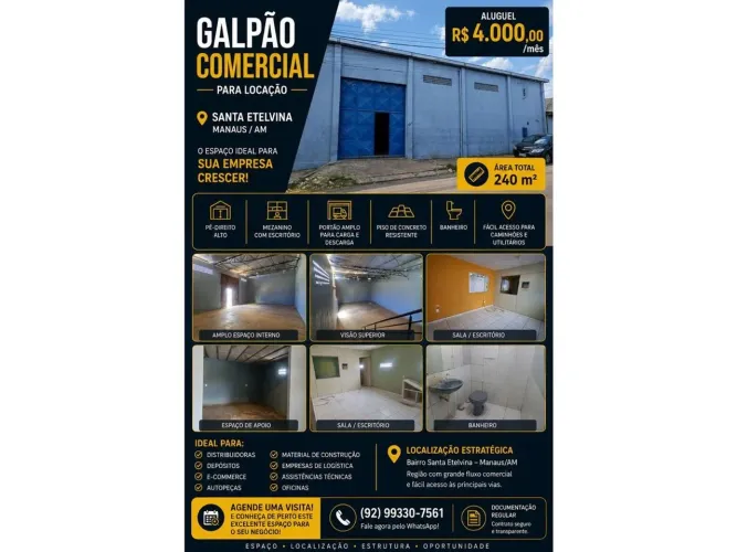 GALPÃO COMERCIAL PARA LOCAÇÃO - SANTA ETELVINA | MANAUS/AM