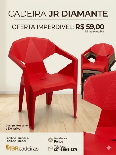 SUPER PROMOÇÃO CADEIRA DIAMONT VERMELHA