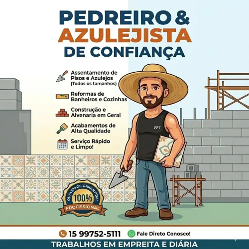 Pedreiro,Azulejista e Construtor do alicerces ao acabamento(Sorocaba)