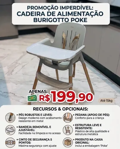 Cadeirinha de Alimentação Burigotto Poke - Praticidade e Estilo para o Seu Bebê!
