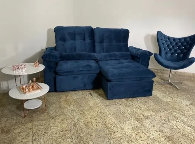 Sofá Retrátil Reclinável Domani 2,30 Azul