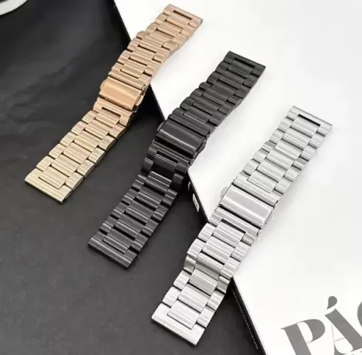 Pulseira De Metal Aço Inoxidável Premium Para Smartwatch Elos Com Fivela 22mm Para Vários 