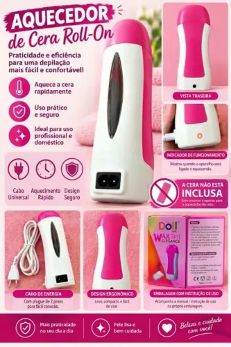 Aquecedor de Cera Roll-On Doll Wax 3in1 Elegance