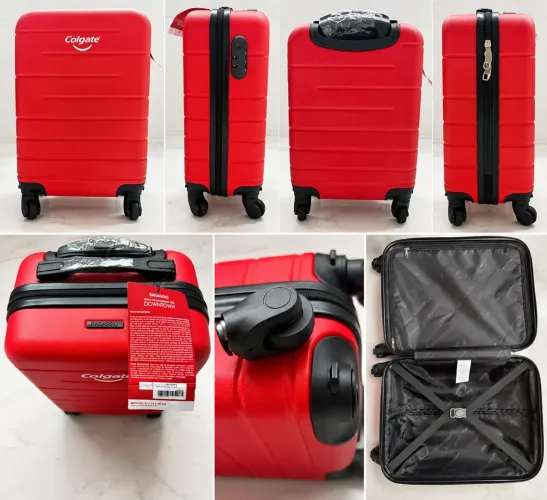 Mala de Bordo Bagaggio Downtown Colgate Vermelha 4 Rodas 360° com Cadeado - 52 cm