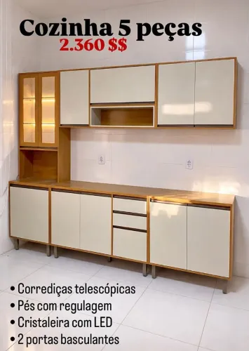 Armário de cozinha 5 peças com Led
