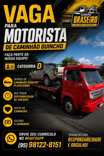 Emprego motorista cat D guincho