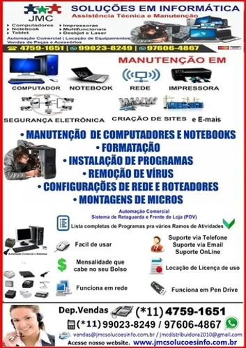 executamos serviços de informática em geral -( pagto-a vista-PIX ou o até 06 X no Boleto)