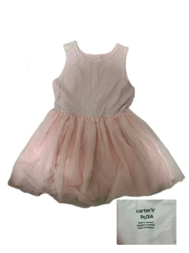 Vestido Infantil+ Sapatilha Verniz Rosa - 3T