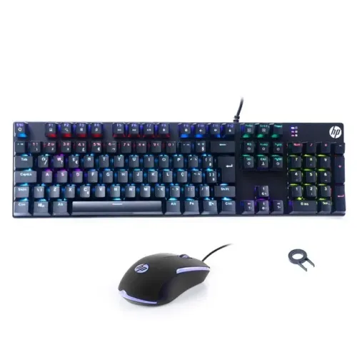 Combo Gamer HP Teclado Mecânico Switch Blue Mouse Headset c/ Adaptador Mouse pad - WZetta