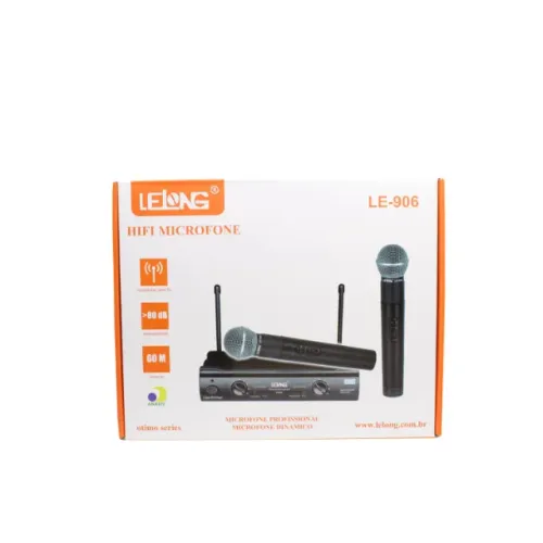 Microfone Profissional UHF LE-906 sem Fio - Lelong Loja Coimbra Computadores Entregamos