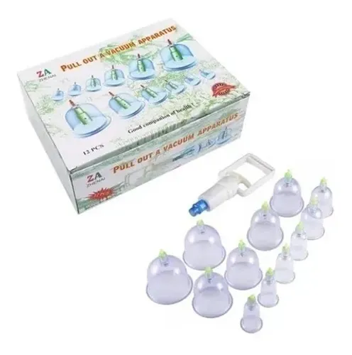 Kit 12 Ventosas + Bomba Ventosaterapia Massoterapia