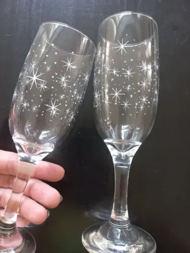 Taças de Champanhe Duas unidades Espumante Estrela Brinde Festa Réveillon Noivos