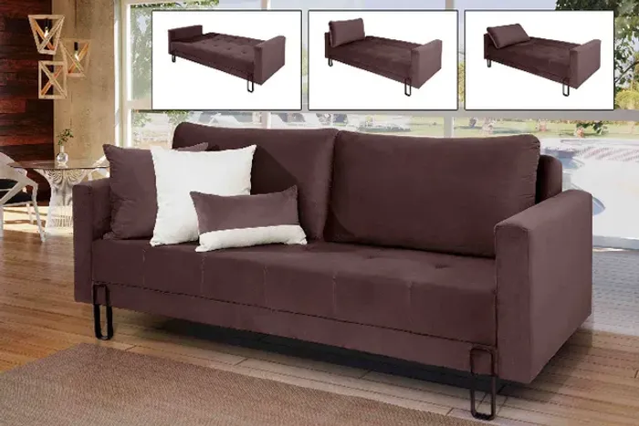 Sofa Cama Barcelona Marrom Até 12x - Frete Grátis 