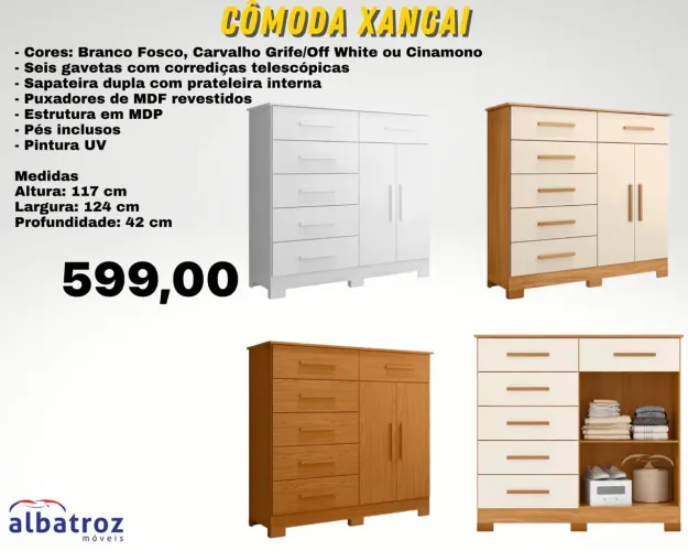 Cômoda com sapateira dupla MDF - FRETE GRÁTIS 
