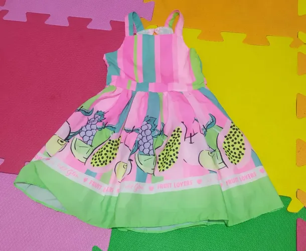 Vestido Infantil Fruta Estampa tamanho 6