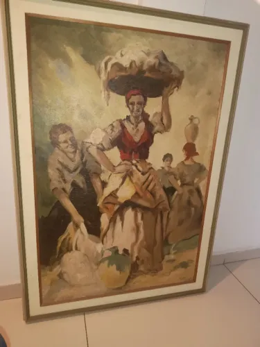 Quadro com moldura pintura a óleo com assinatura O Lopes