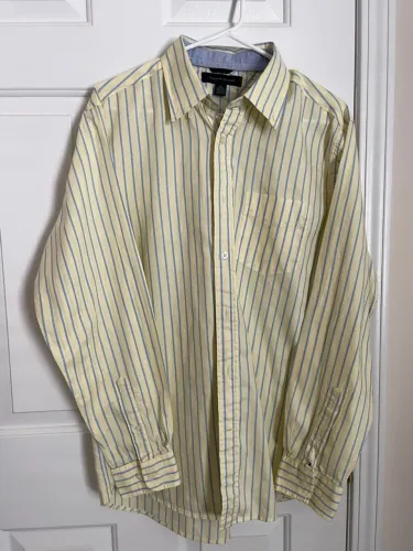 Camisa social Tommy Hilfiger Listrada Amarela e Azul original