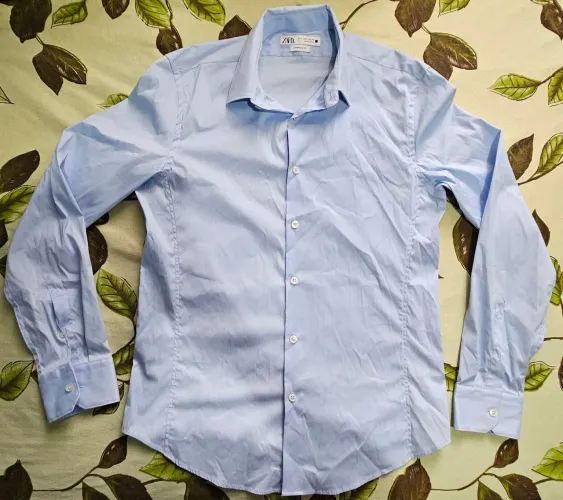 Camisa Social Azul Claro Super Slim Fit - Zara