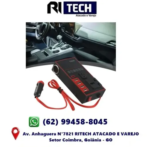 Inversor 200W 12/224v Veicular Liga Starlink USB Tipo-C