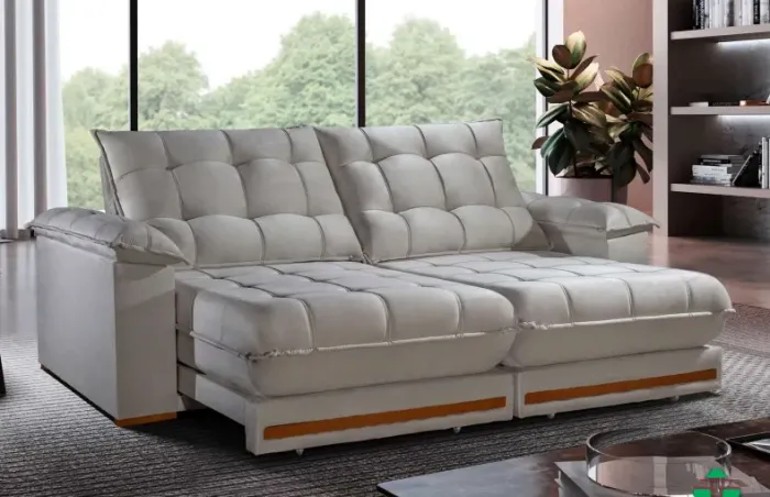 Sofá Retrátil Reclinável 2,50m Design Moderno Molas Ensacadas t43