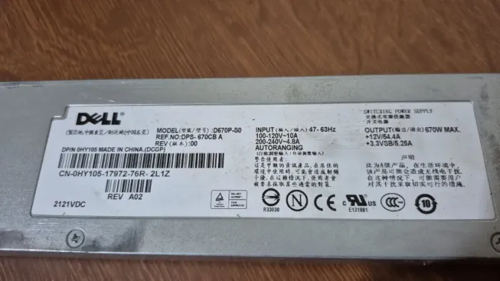 Fonte Servidor Dell Poweredge 1950 D670P-S0 DPS-670CB A 670w