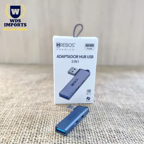 Adaptador Hub Usb 3 em 1 com 2 saída Tipo C