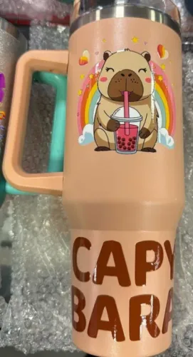 Canecas de viagem para carro Capivara Garrafa de água de copo de aço inoxidável 