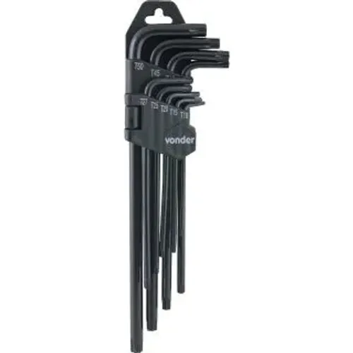 JOGO DE CHAVE HEXALOBULAR VONDER 9PCS T10-T50 LONGA