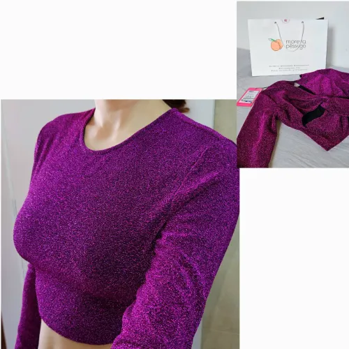 blusa roxo/fucsia - colcci - tam p