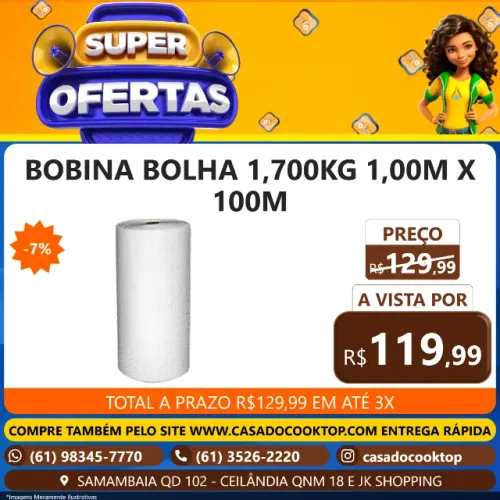 BOBINA BOLHA 1,700KG 1,00M X 100M