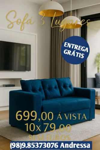 Sofá simples 3 lugares 1.66 de largura entrega grátis aproveite a promoção