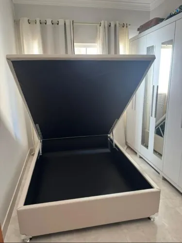 Base baú casal com 40 cm de profundidade toda na madeira