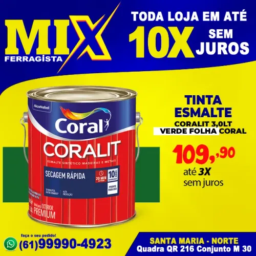 Tinta Esmalte Verde Folha Coralit 3,0LT Coral