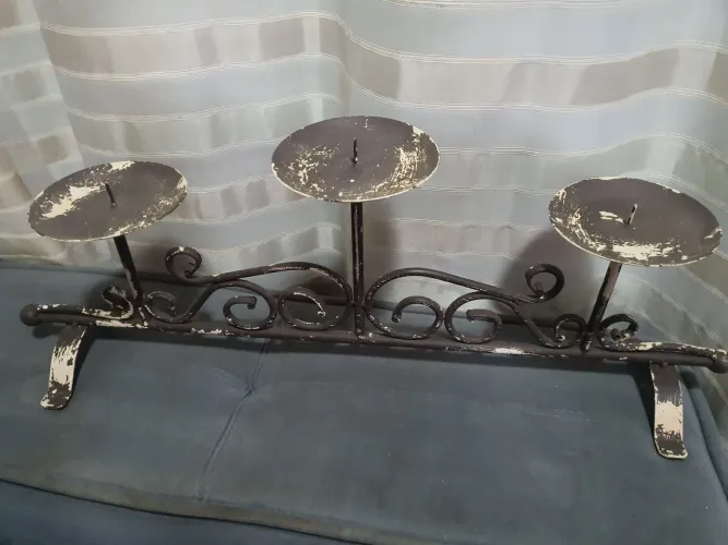 Candelabro de Metal Vintage para 3 Velas