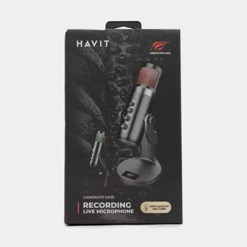 Microfone De Mesa Gamer/streamer Havit Gk59 Usb Plug&play Preto