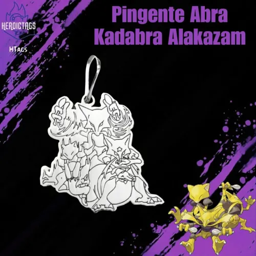 Pingente de Prata Abra Kadabra Alakazam - Pokémon