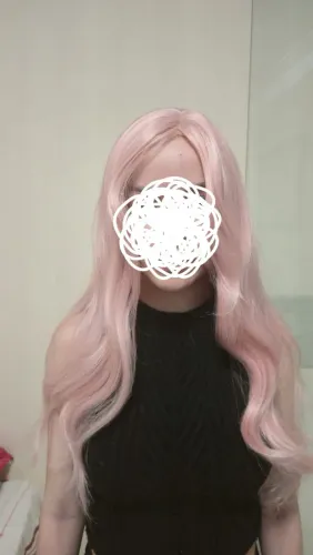Peruca sintética rosa cosplay
