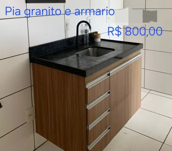 Pia Cozinha Granito com Armário