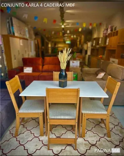 Conjunto de mesa 4 lugares MDF