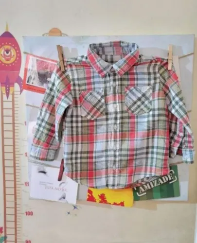Lote roupas infantis menino tam 2 casaco, camisa quadriculada e mais