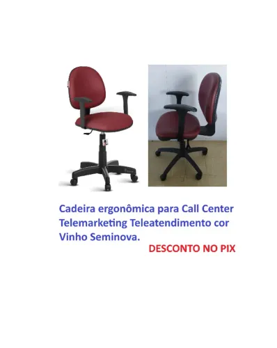 Cadeira Ergonômica Call Center / Telemarketing Vinho - Seminova