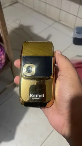 Barbeador Elétrico Kemei Durawell Dourado - Acabamento Premium