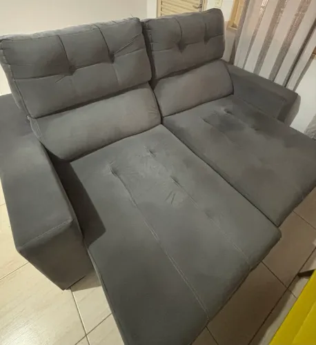 Sofá 2 lugares, cor cinza. Retrátil/Reclinável