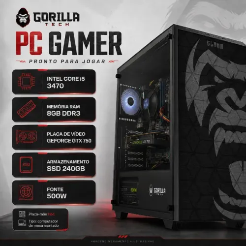 PC Gamer Intel Core i5-3470 8GB DDR3 SSD 240GB GeForce GTX 750