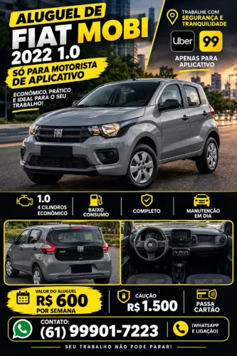 ALUGUEL DE FIAT MOBI 2022 1.0 600 POR SEMANA