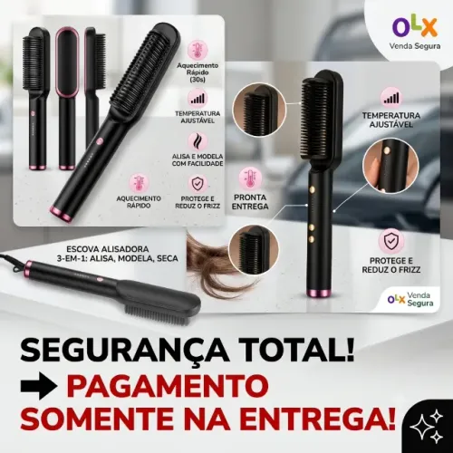 ? Escova Alisadora 3 em 1 - Cabelo Liso de Salão em Minutos!