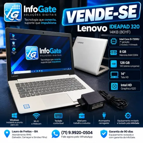 Notebook Lenovo IdeaPad 320 Core i5 7ª Geração 8GB RAM SSD 128GB