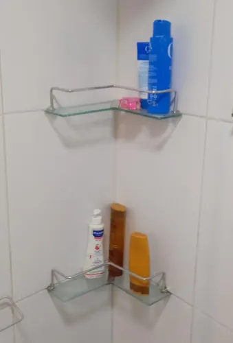 2 porta shampoo de vidro / prateleiras