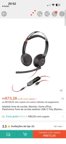 Headset fone sem uso